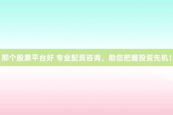 那个股票平台好 专业配资咨询，助您把握投资先机！