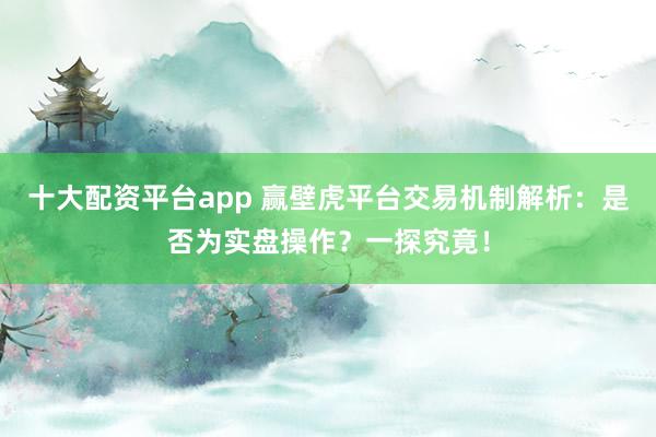 十大配资平台app 赢壁虎平台交易机制解析：是否为实盘操作？一探究竟！
