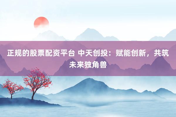 正规的股票配资平台 中天创投：赋能创新，共筑未来独角兽