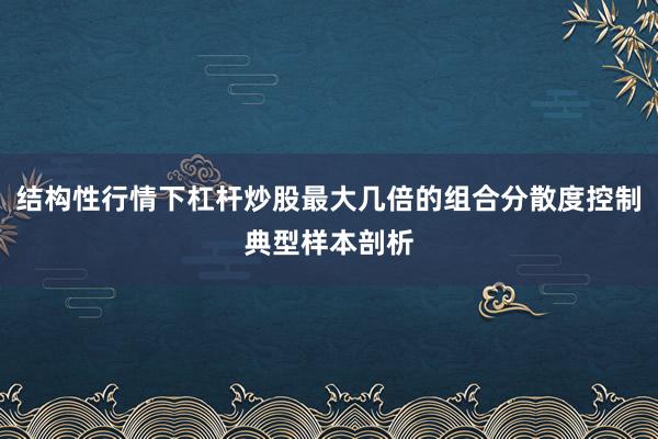 结构性行情下杠杆炒股最大几倍的组合分散度控制典型样本剖析