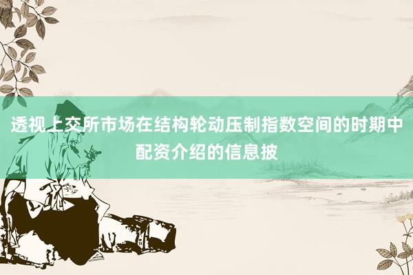 透视上交所市场在结构轮动压制指数空间的时期中配资介绍的信息披