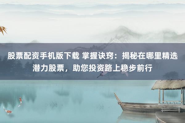 股票配资手机版下载 掌握诀窍：揭秘在哪里精选潜力股票，助您投资路上稳步前行