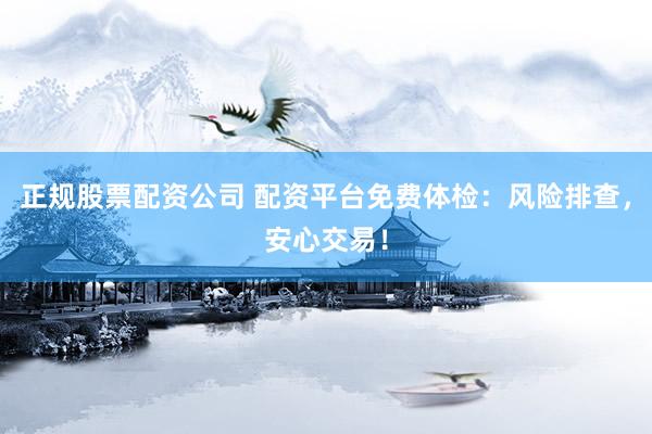 正规股票配资公司 配资平台免费体检：风险排查，安心交易！