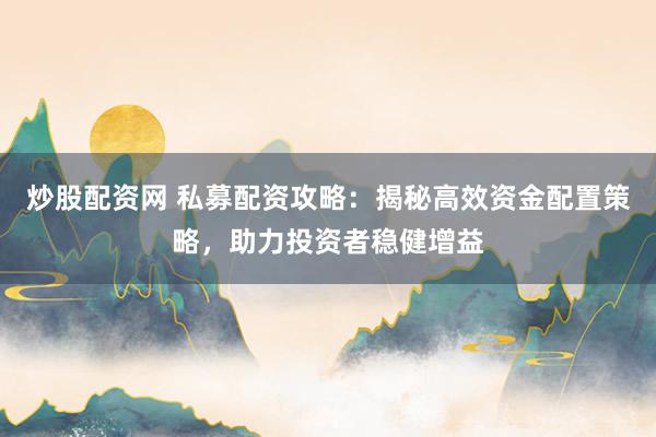炒股配资网 私募配资攻略：揭秘高效资金配置策略，助力投资者稳健增益