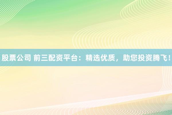 股票公司 前三配资平台:精选优质,助您投资腾飞!